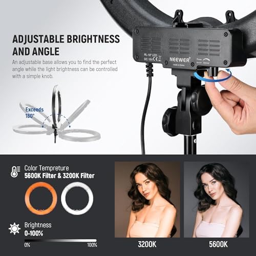 RL-18 18 Inch Ring Light with Tripod Stand, 55W Large LED Ringlight, alternate view 3
