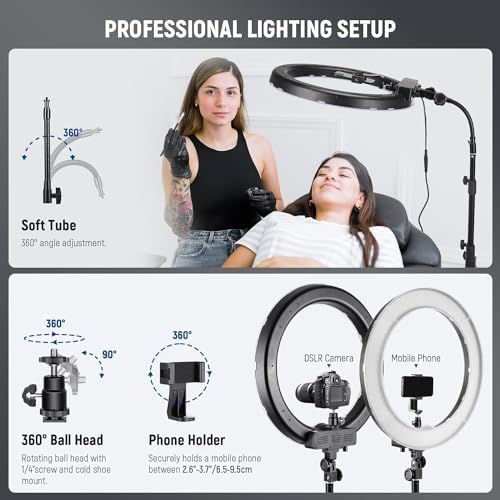 RL-18 18 Inch Ring Light with Tripod Stand, 55W Large LED Ringlight, alternate view 6