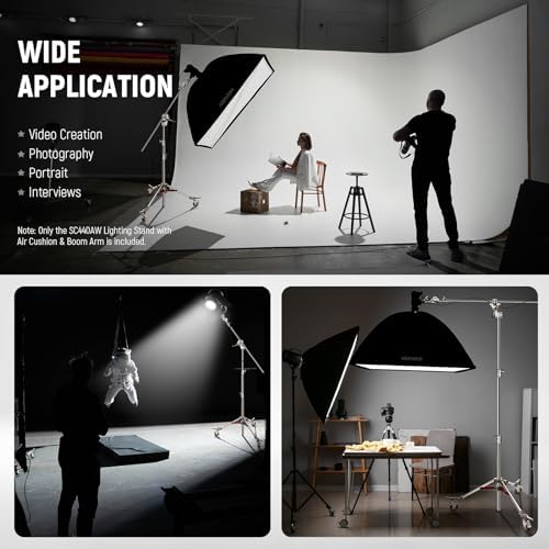 Robust C Stand, Air-Cushioned C Tripod with Boom Arm, 14.4 Feet Stainless Steel Light Stand with Wheels and 7, alternate view