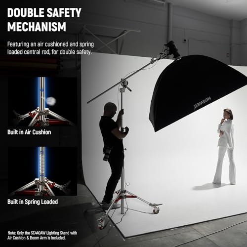Robust C Stand, Air-Cushioned C Tripod with Boom Arm, 14.4 Feet Stainless Steel Light Stand with Wheels and 7, alternate view
