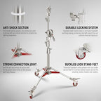 Robust C Stand, Air-Cushioned C Tripod with Boom Arm, 14.4 Feet Stainless Steel Light Stand with Wheels and 7, alternate view