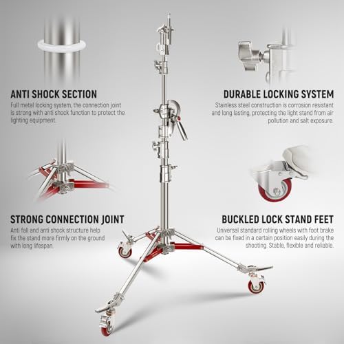 Robust C Stand, Air-Cushioned C Tripod with Boom Arm, 14.4 Feet Stainless Steel Light Stand with Wheels and 7, alternate view