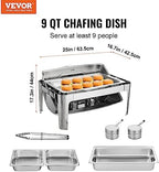 Roll Top Chafing Dish Buffet Set, 9 Qt, Stainless Steel Chafer with 2 Half Size Pans, Rectangle Catering Warmer, alternate
