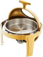 Roll Top Chafing Dish for Buffet, 6.3 Qt Round Chafing Dish Buffet Set Stainless Steel Food Warmer Chafers with
