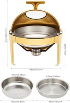 Roll Top Chafing Dish for Buffet, 6.3 Qt Round Chafing Dish Buffet Set Stainless Steel Food Warmer Chafers with, alternate