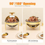 Roll Top Chafing Dish for Buffet, 6.3 Qt Round Chafing Dish Buffet Set Stainless Steel Food Warmer Chafers with, alternate