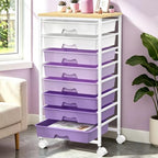 Rolling Cart with 8 Drawers, Craft Art Storage Drawer Cart, Purple
