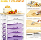 Rolling Cart with 8 Drawers, Craft Art Storage Drawer Cart, Purple, alternate view 4
