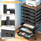 Rolling Cart With 8 Drawers, Storage Drawer Cart for Craft Art, Black in Black, alternate view 5