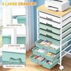 Rolling Cart With 8 Drawers, Storage Drawer Cart for Craft Art, Green in Green, alternate view 5