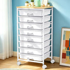 Rolling Cart With 8 Drawers, Storage Drawer Cart for Craft Art, White in White