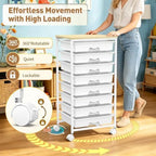 Rolling Cart With 8 Drawers, Storage Drawer Cart for Craft Art, White in White, alternate view 6