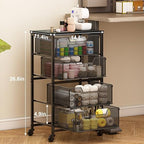 Rolling Cart with Drawers, 4-Drawer Storage Cart on Wheels with Wooden Top, Metal Utility Cart with Storage, alternate view 2