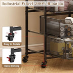 Rolling Cart with Drawers, 4-Drawer Storage Cart on Wheels with Wooden Top, Metal Utility Cart with Storage, alternate view 3