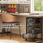 Rolling Cart with Drawers, 4-Drawer Storage Cart on Wheels with Wooden Top, Metal Utility Cart with Storage, alternate view 6