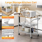 Rolling Kitchen Carts on Wheels, 650Lbs Capacity 3 Tier Utility Cart with Wood Tabletop, Kitchen Storage Cart, alternate view