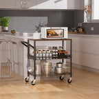 Rolling Kitchen Carts on Wheels, 650Lbs Capacity 3 Tier Utility Cart with Wood Tabletop, Kitchen Storage Cart, alternate view