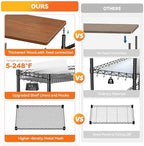 Rolling Kitchen Carts on Wheels, 650Lbs Capacity 3 Tier Utility Cart with Wood Tabletop, Kitchen Storage Cart, alternate view