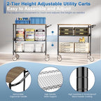 Rolling Kitchen Carts with Wheels, 3-Tier Utility Cart with Wood Tabletop, alternate view 4