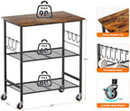 Rolling Kitchen Microwave Cart, 3 Tier Microwave Stand with Storage, Small Kitchen Island on Wheels, Kitchen, alternate view
