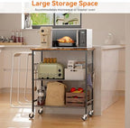 Rolling Kitchen Microwave Cart, 3 Tier Microwave Stand with Storage, Small Kitchen Island on Wheels, Kitchen, alternate view