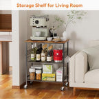 Rolling Kitchen Microwave Cart, 3 Tier Microwave Stand with Storage, Small Kitchen Island on Wheels, Kitchen, alternate view
