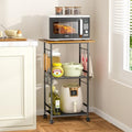 Rolling Kitchen Microwave Cart, 3 Tier Microwave Table Stand with Adjustable Shelf, Kitchen Storage Rack on