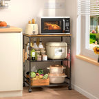 Rolling Kitchen Microwave Cart, 3 Tier Microwave Table Stand with Storage, Kitchen Utility Cart on Lockable
