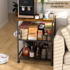 Rolling Kitchen Microwave Cart, 3 Tier Microwave Table Stand with Storage, Kitchen Utility Cart on Lockable, alternate view 4