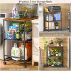 Rolling Kitchen Microwave Cart, 3 Tier Microwave Table Stand with Storage, Kitchen Utility Cart on Lockable, alternate view 6