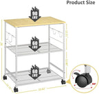 Rolling Kitchen Microwave Cart, 3 Tier Microwave Table Stand with Storage, Kitchen Utility Cart on Lockable, alternate view 2