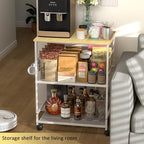 Rolling Kitchen Microwave Cart, 3 Tier Microwave Table Stand with Storage, Kitchen Utility Cart on Lockable, alternate view 4