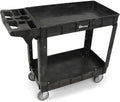 Rolling Utility Cart on Wheels, Heavy Duty with Ergonomic Handle, Deep Shelves for Garage, Warehouse, Workshop