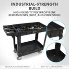 Rolling Utility Cart on Wheels, Heavy Duty with Ergonomic Handle, Deep Shelves for Garage, Warehouse, Workshop, alternate
