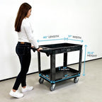 Rolling Utility Cart on Wheels, Heavy Duty with Ergonomic Handle, Deep Shelves for Garage, Warehouse, Workshop, alternate
