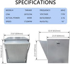 Roof Centrifugal Supply Air Fan Modular Rooftop Filtered Make-Up Air Fan| 16” Blower with Intake Hood and, alternate view 2