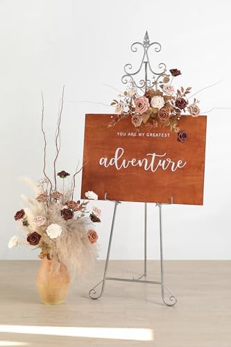 Rose Artificial Flowers 25pcs Shades of Earth Tones Ombre Colors Foam Fake Roses with Stems for DIY Wedding, alternate view 4