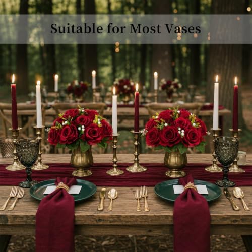 Rose Flower Balls for Table Centerpieces, Crimson, 2 Pcs, Reusable in 9.5"x4.7" in Crimson, alternate view 6
