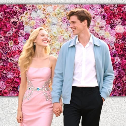 Rose Flower Wall Backdrop 10X8 ft Large Floral Photography Background for Indoor Outdoor Wedding Party Bridal, alternate view