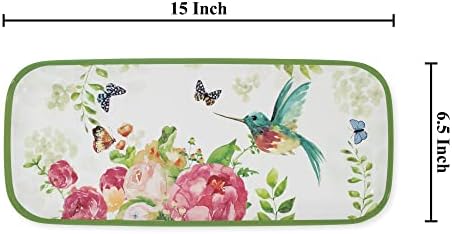Rose Garden Melamine Serving Tray, 15 x 6.5 Inch Rectangular Serving Platter, BPA Free Food Tray for Party, alternate view 3