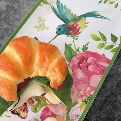 Rose Garden Melamine Serving Tray, 15 x 6.5 Inch Rectangular Serving Platter, BPA Free Food Tray for Party, alternate view 4