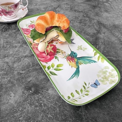 Rose Garden Melamine Serving Tray, 15 x 6.5 Inch Rectangular Serving Platter, BPA Free Food Tray for Party, alternate view 5