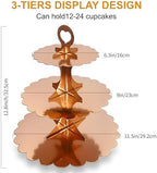Rose Gold 3 Tier Cupcake Stand, Holds 24 Cupcakes, Cardboard Tower for Parties & Showers (1 Pack) in Rose Gold 1, alternate