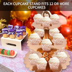 Rose Gold 3 Tier Cupcake Stand, Holds 24 Cupcakes, Cardboard Tower for Parties & Showers (1 Pack) in Rose Gold 1, alternate