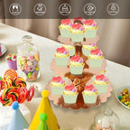 Rose Gold 3 Tier Cupcake Stand, Holds 24 Cupcakes, Cardboard Tower for Parties & Showers (1 Pack) in Rose Gold 1, alternate