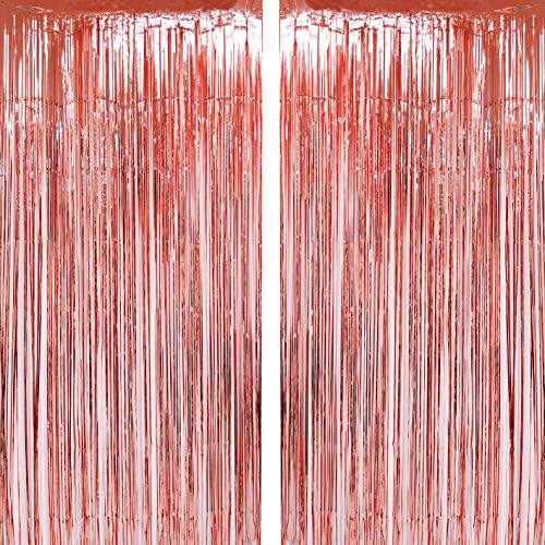Rose Gold Bachelorette Party Foil Fringe Curtains Tinsel Foil Fringe Curtains Birthday Wedding Party Decor Happy
