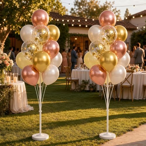 Rose Gold Balloon Column Stand Kit with Base for Party in 2 Count (Pack of 1) in Rose Gold Metallic, alternate view 6