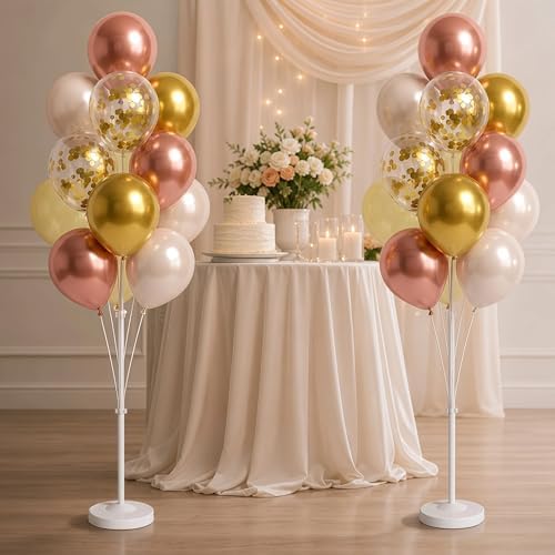 Rose Gold Balloon Column Stand Kit with Base for Party in 2 Count (Pack of 1) in Rose Gold Metallic, alternate view 7
