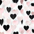 Rose-Gold Black-Pink Valentines Party-Decorations Heart-Garland - 52ft Glitter Galentines Hanging Streamers