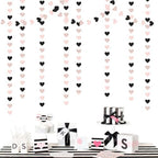 Rose-Gold Black-Pink Valentines Party-Decorations Heart-Garland - 52ft Glitter Galentines Hanging Streamers, alternate view 5